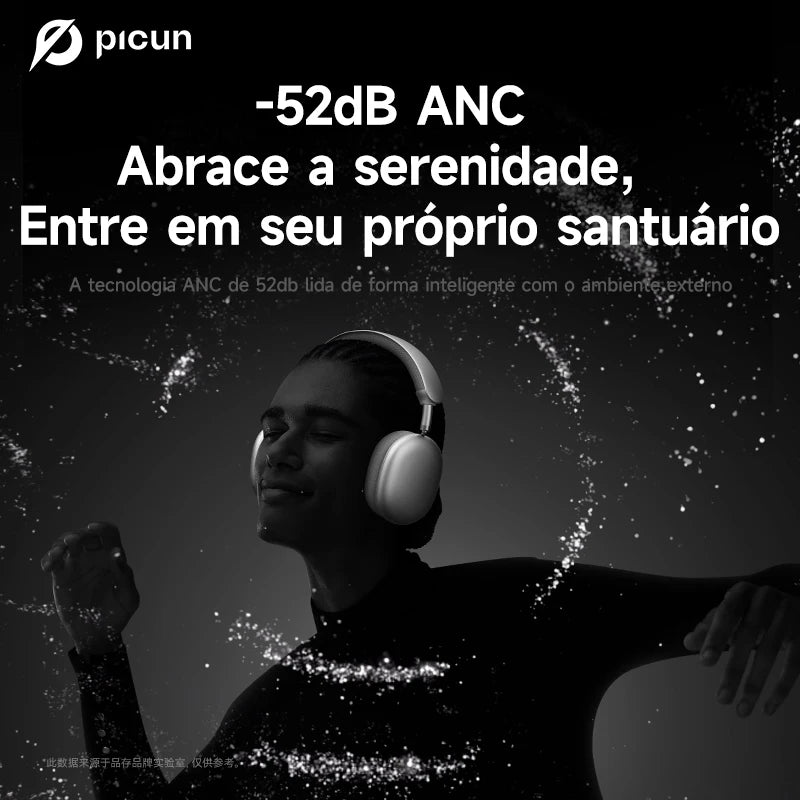 Fones de ouvido sem fio Picun F8 Pro ANC com rastreamento de cabeça, áudio espacial 3D - 52dB ANC HIFI, fone de ouvido Bluetooth ENC, microfone HD, aplicativo de baixa latência