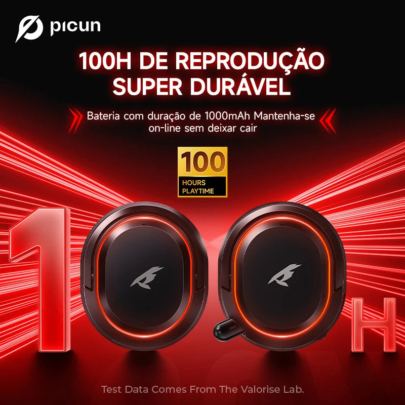 Fone de ouvido sem fio para jogos Picun G2 2.4G Bluetooth 5ms baixa latência 7.1 surround microfone ENC para PC PS4 PS5 Switch de telefone