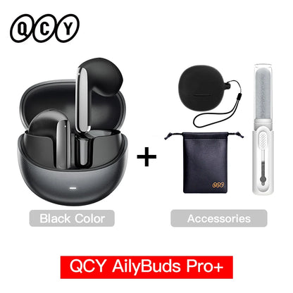 QCY HT10 AilyBuds Pro+ ANC com áudio de alta resolução e Bluetooth 5.3 LDAC, 6 microfones, AI HD, conexão multiponto para chamadas