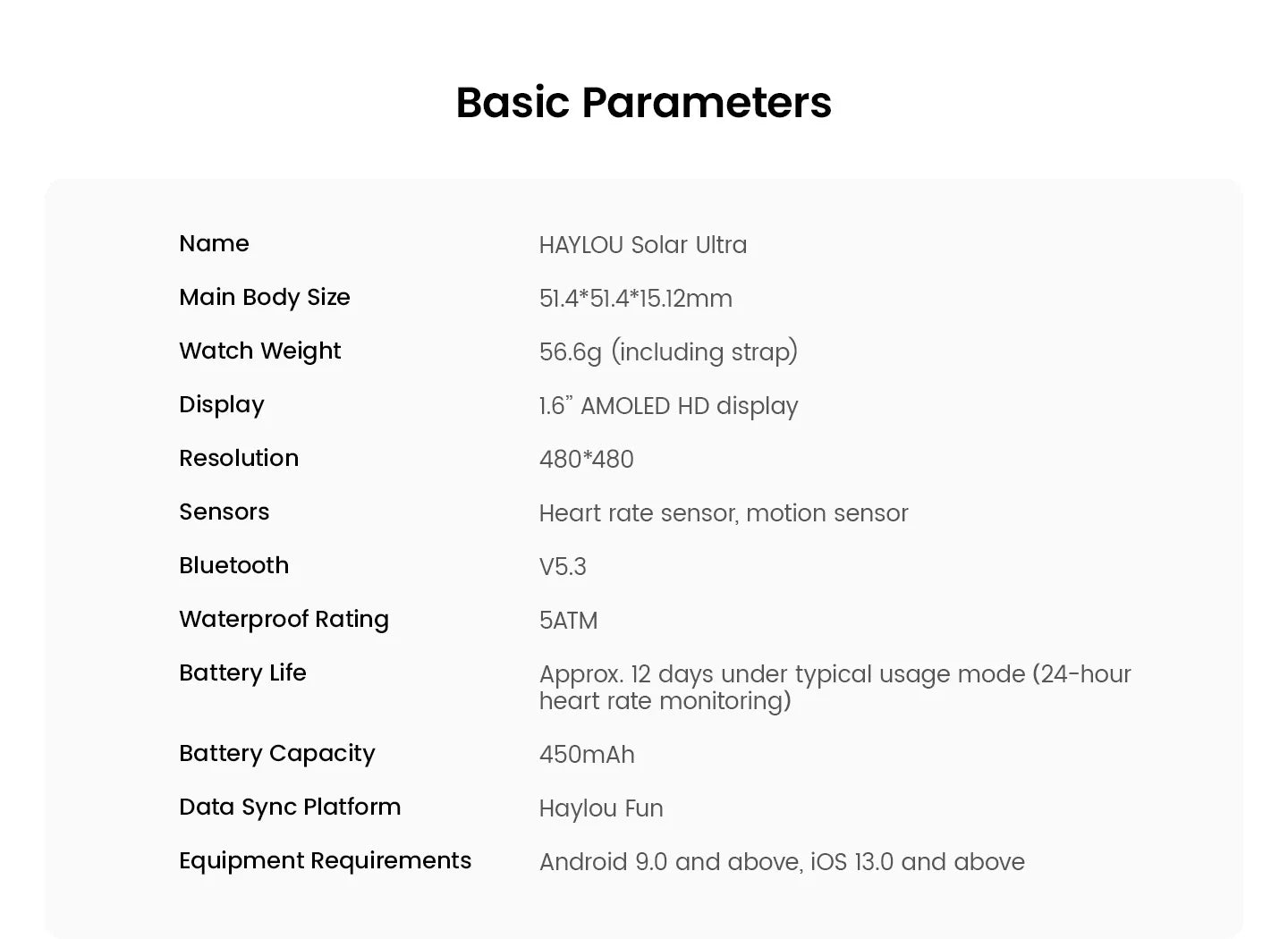 Relógio Inteligente Haylou Solar Ultra GPS com Tela AMOLED de 1,6”, Taxa de Atualização de 60Hz, Chamadas Bluetooth, Resistência à Água de 5ATM, Relógio Inteligente Esportivo