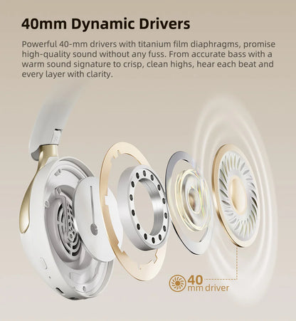 Fone de ouvido sem fio QCY H3 Pro ANC com cancelamento de ruído de 50 dB e áudio espacial de alta resolução com LDAC Bluetooth 5.4.