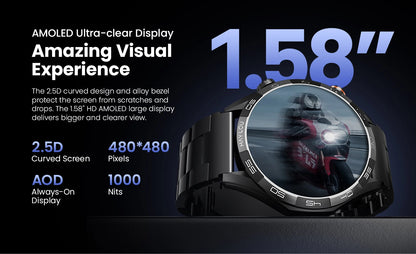 Relógio inteligente Haylou Solar 5 com chamada de voz, tela AMOLED de 1,58'', 60Hz, monitoramento de saúde 24 horas, esportivo, masculino