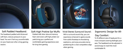 SENZER SG500 Fone de Ouvido Gamer Surround Sound Pro com Microfone com Cancelamento de Ruído – Dobrável e Portátil para PC, PS4, PS5, Xbox