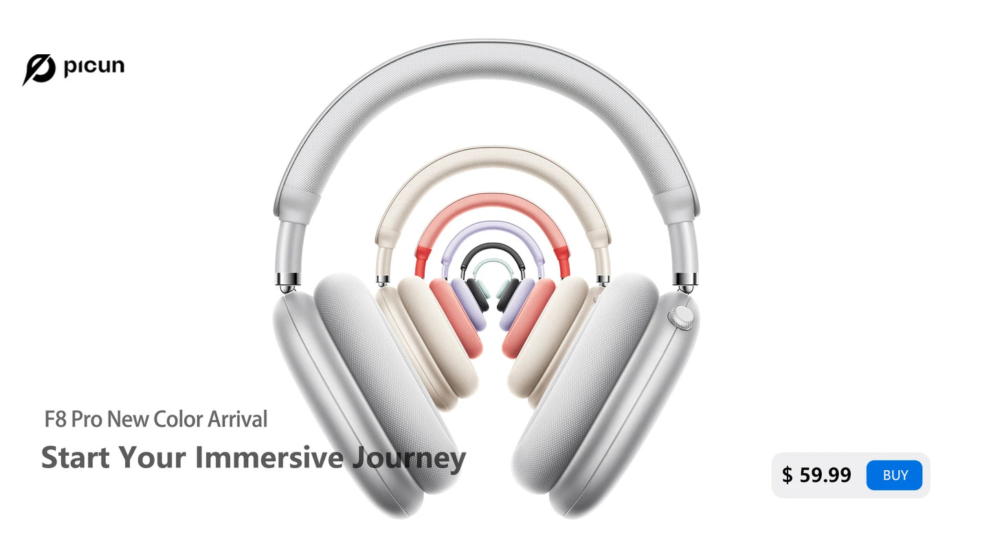 Fones de ouvido sem fio Picun F8 Pro ANC com rastreamento de cabeça, áudio espacial 3D - 52dB ANC HIFI, fone de ouvido Bluetooth ENC, microfone HD, aplicativo de baixa latência