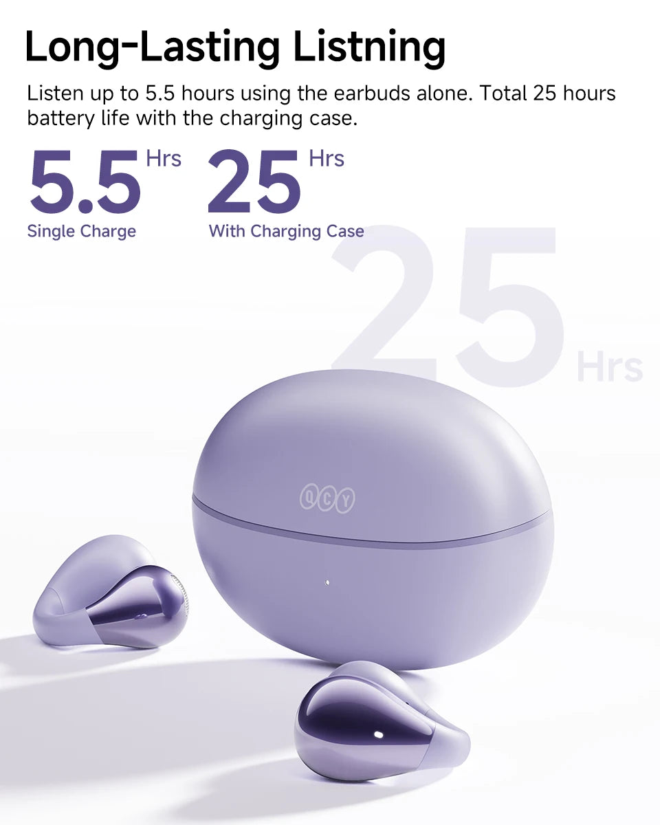 Fones de ouvido QCY Crossky C30 com clipe de orelha