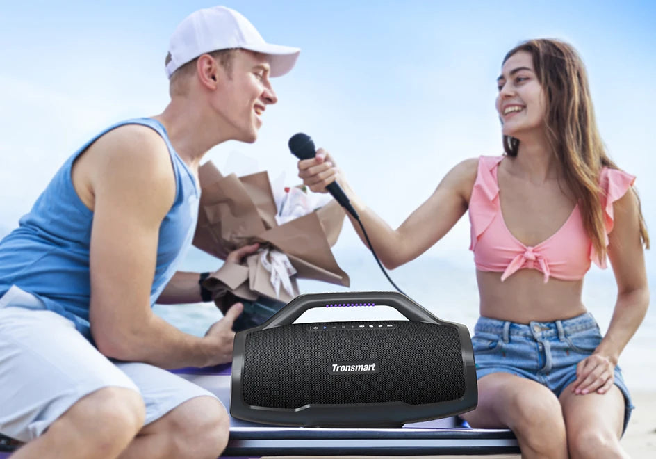 Tronsmart Bang Max Speaker Bluetooth Speaker com 130 W, sistema de som de 3 vias, sincronização com mais de 100 alto-falantes, controle por aplicativo, entrada para guitarra/microfone