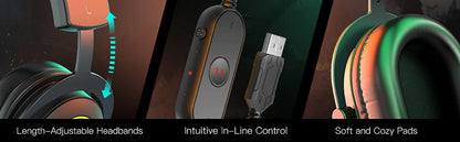 Fone de ouvido gamer Fifine Dynamic RGB com microfone, som surround 7.1, PC, PS4, PS5, 3 opções de equalização, jogos, filmes, música