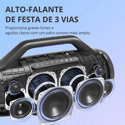 Tronsmart Bang Max Speaker Bluetooth Speaker com 130 W, sistema de som de 3 vias, sincronização com mais de 100 alto-falantes, controle por aplicativo, entrada para guitarra/microfone