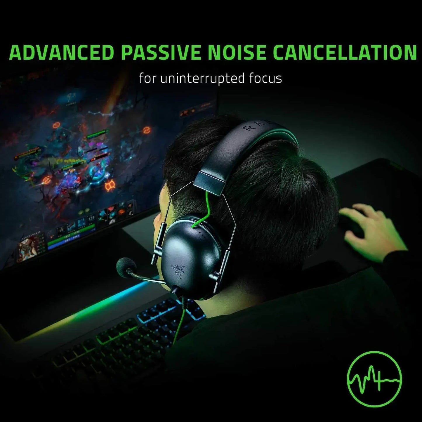 Razer BlackShark V2 X Headset com Fio para eSports – Cancelamento Passivo Avançado de Ruído, Som Surround 7.1, Microfone Cardioide Hyperclear