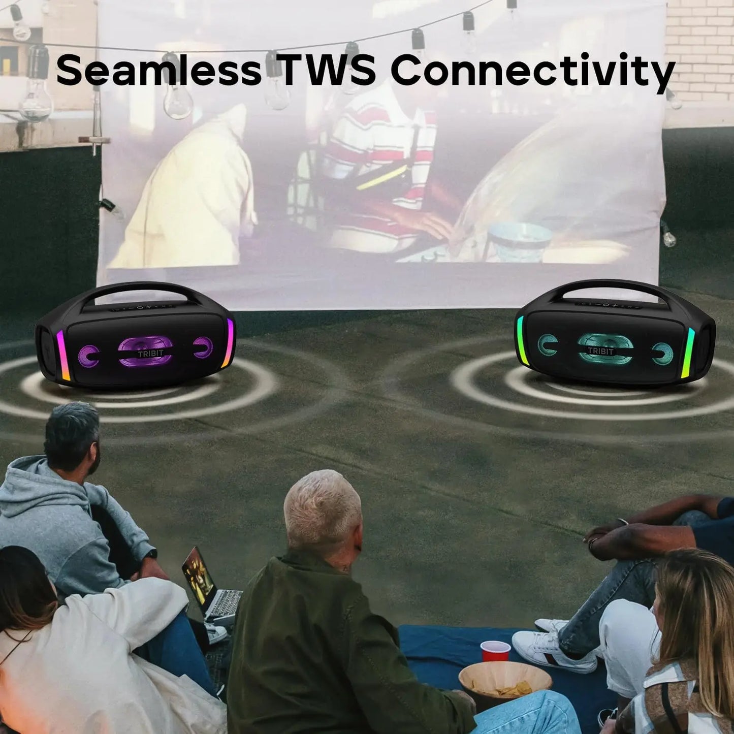 Caixa de som Bluetooth TRIBIT StormBox Blast 2, potência de 200 W com subwoofer, caixa de som para festas externa IP67, 30 horas de reprodução, LED, entrada para microfone