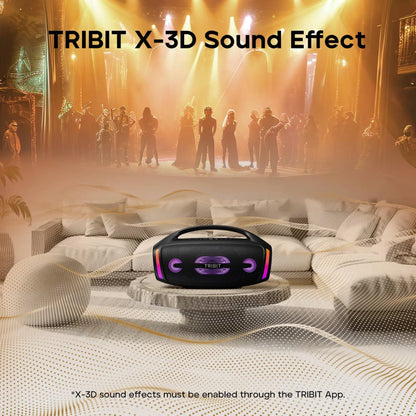 Caixa de som Bluetooth TRIBIT StormBox Blast 2, potência de 200 W com subwoofer, caixa de som para festas externa IP67, 30 horas de reprodução, LED, entrada para microfone