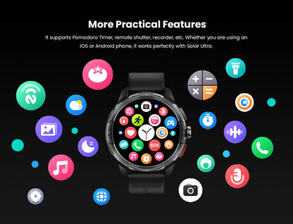 Relógio Inteligente Haylou Solar Ultra GPS com Tela AMOLED de 1,6”, Taxa de Atualização de 60Hz, Chamadas Bluetooth, Resistência à Água de 5ATM, Relógio Inteligente Esportivo