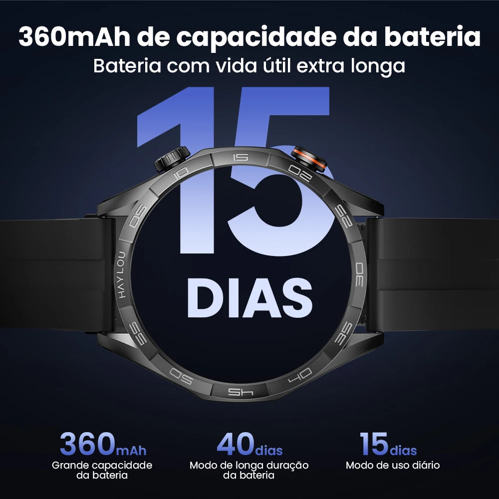 Relógio inteligente Haylou Solar 5 com chamada de voz, tela AMOLED de 1,58'', 60Hz, monitoramento de saúde 24 horas, esportivo, masculino