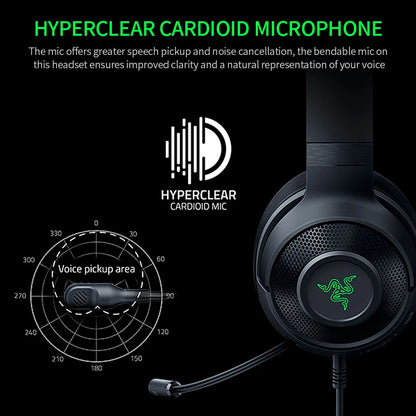 Headset Gamer com Fio Razer Kraken V3 X Original – Som Surround 7.1 com Driver TRIFORCE de 40mm e Microfone Cardioide HYPERCLEAR