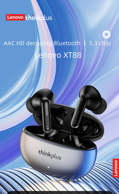 Fones de Ouvido Bluetooth Lenovo Thinkplus XT88 In Ear com Microfones Duplos, Redução de Ruído Estéreo, Graves HiFi e Controle Touch.