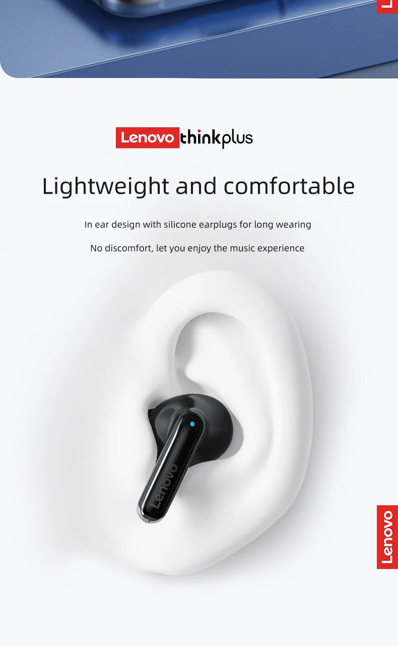 Fones de Ouvido Bluetooth Lenovo Thinkplus XT88 In Ear com Microfones Duplos, Redução de Ruído Estéreo, Graves HiFi e Controle Touch.