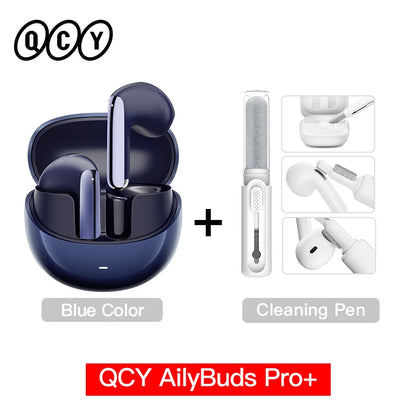 QCY HT10 AilyBuds Pro+ ANC com áudio de alta resolução e Bluetooth 5.3 LDAC, 6 microfones, AI HD, conexão multiponto para chamadas
