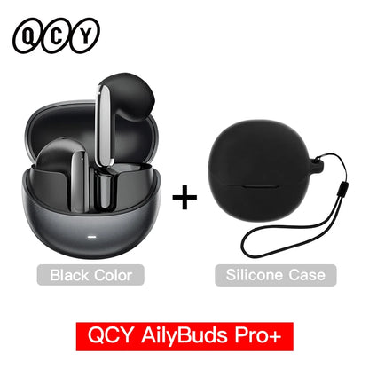 QCY HT10 AilyBuds Pro+ ANC com áudio de alta resolução e Bluetooth 5.3 LDAC, 6 microfones, AI HD, conexão multiponto para chamadas
