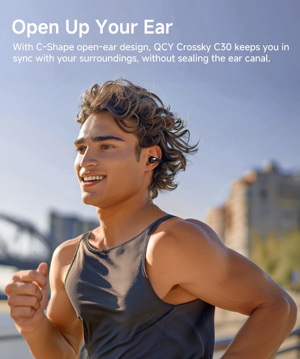 Fones de ouvido QCY Crossky C30 com clipe de orelha