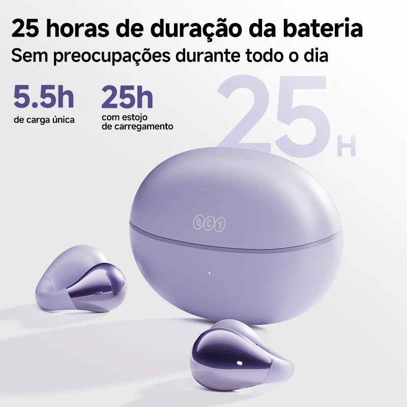 Fones de ouvido QCY Crossky C30 com clipe de orelha
