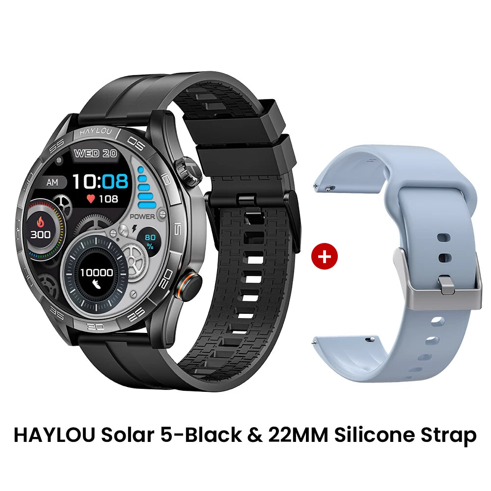 Relógio inteligente Haylou Solar 5 com chamada de voz, tela AMOLED de 1,58'', 60Hz, monitoramento de saúde 24 horas, esportivo, masculino