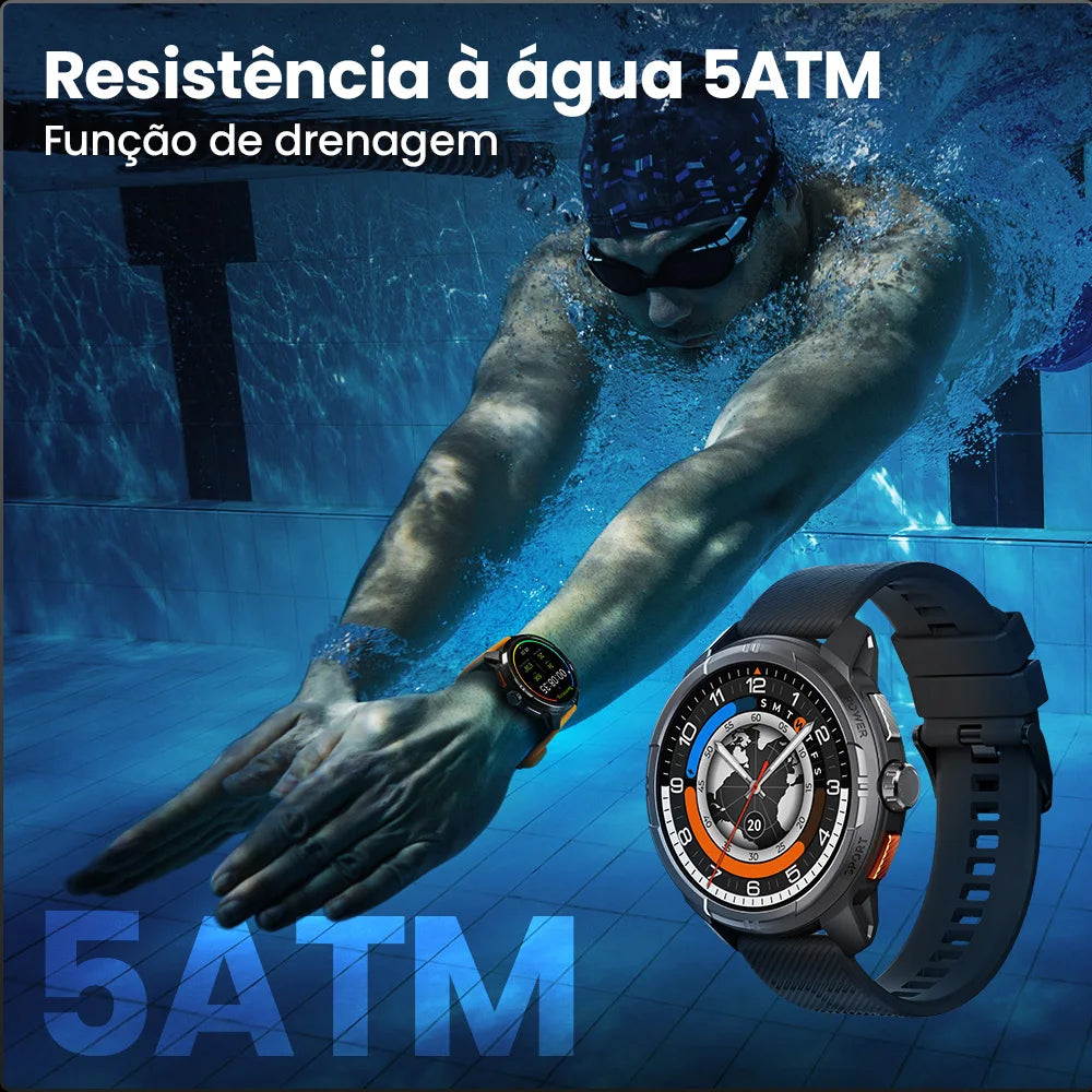 Relógio Inteligente Haylou Solar Ultra GPS com Tela AMOLED de 1,6”, Taxa de Atualização de 60Hz, Chamadas Bluetooth, Resistência à Água de 5ATM, Relógio Inteligente Esportivo