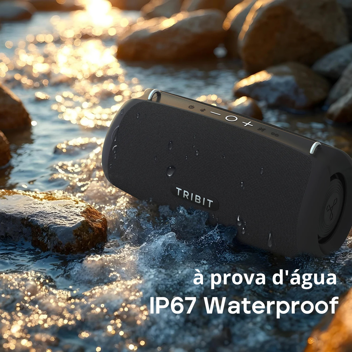 Caixa de som portátil TRIBIT StormBox Lava 80W Bluetooth, carregador portátil integrado, controle por aplicativo, à prova d'água IP67 para atividades ao ar livre, camping e festas