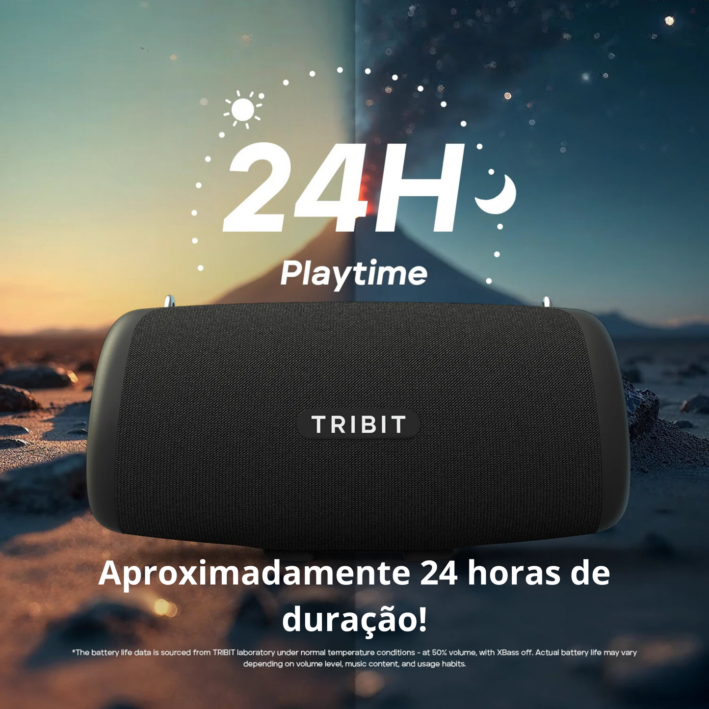 Caixa de som portátil TRIBIT StormBox Lava 80W Bluetooth, carregador portátil integrado, controle por aplicativo, à prova d'água IP67 para atividades ao ar livre, camping e festas